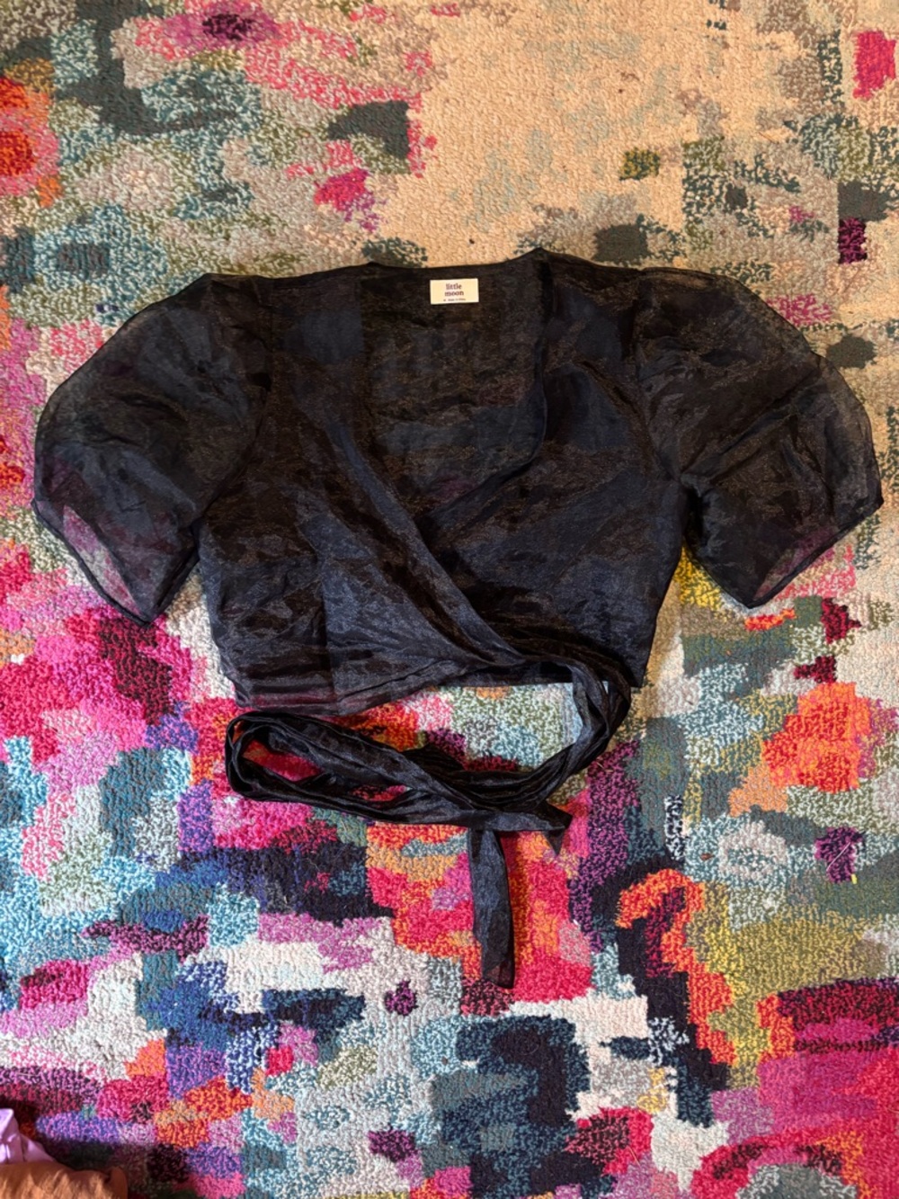 Little Moon Sheer Black Wrap Top